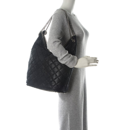 Stella McCartney Quilted Shaggy Deer Large Falabella Bucket Bag Black 2 of 7