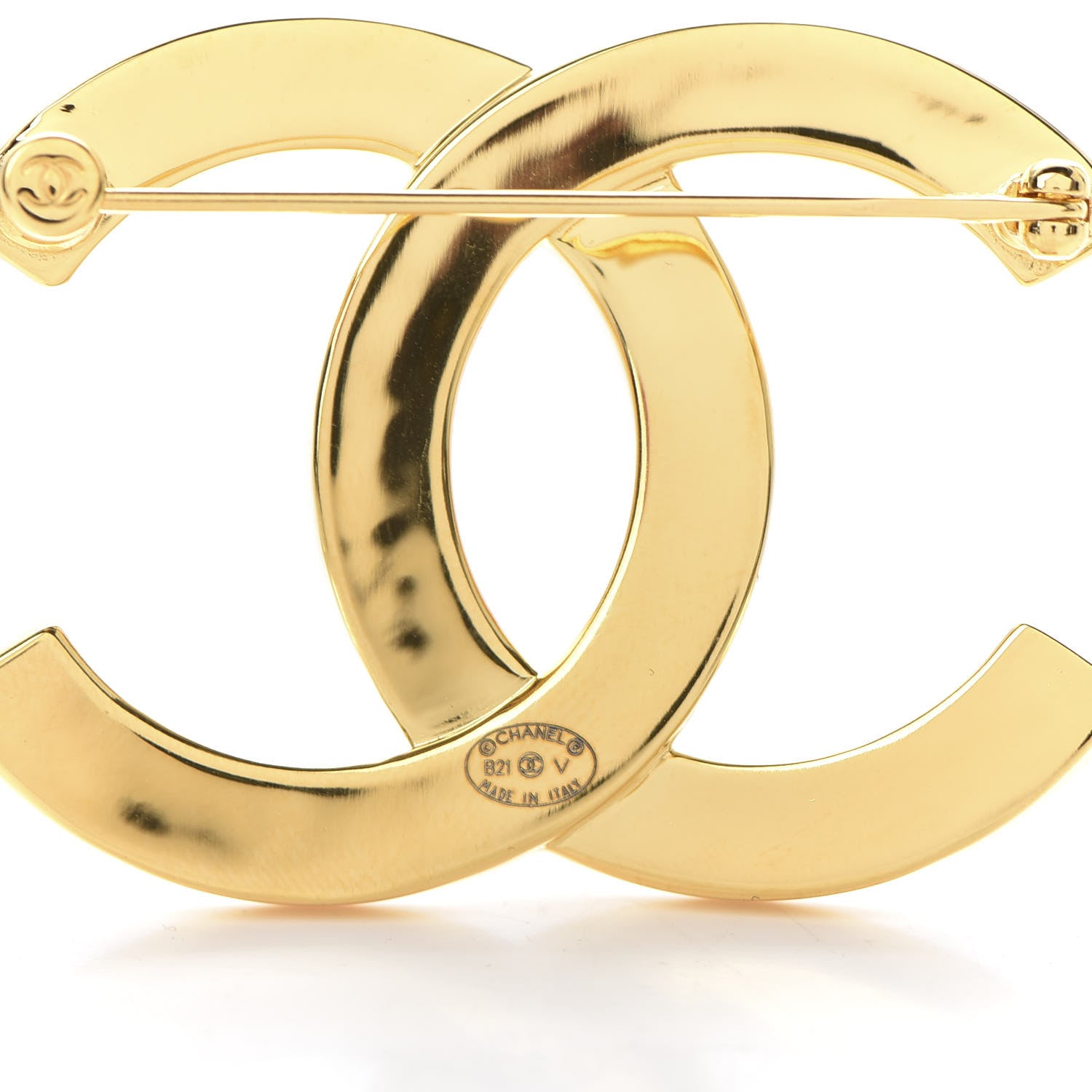 Chanel Metal Paris Button CC Large Brooch Gold 4 of 5