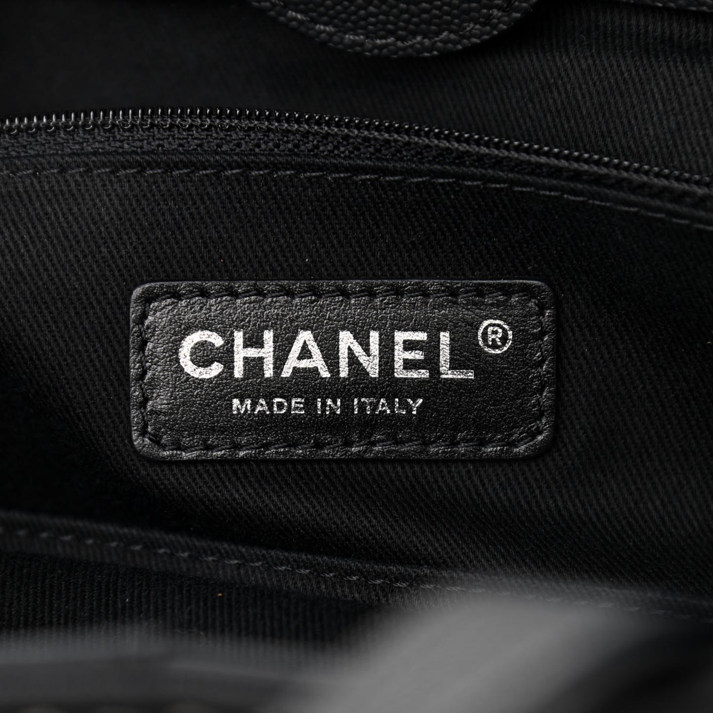 Grained Calfskin Small Coco Eyelets Shopping Tote Black