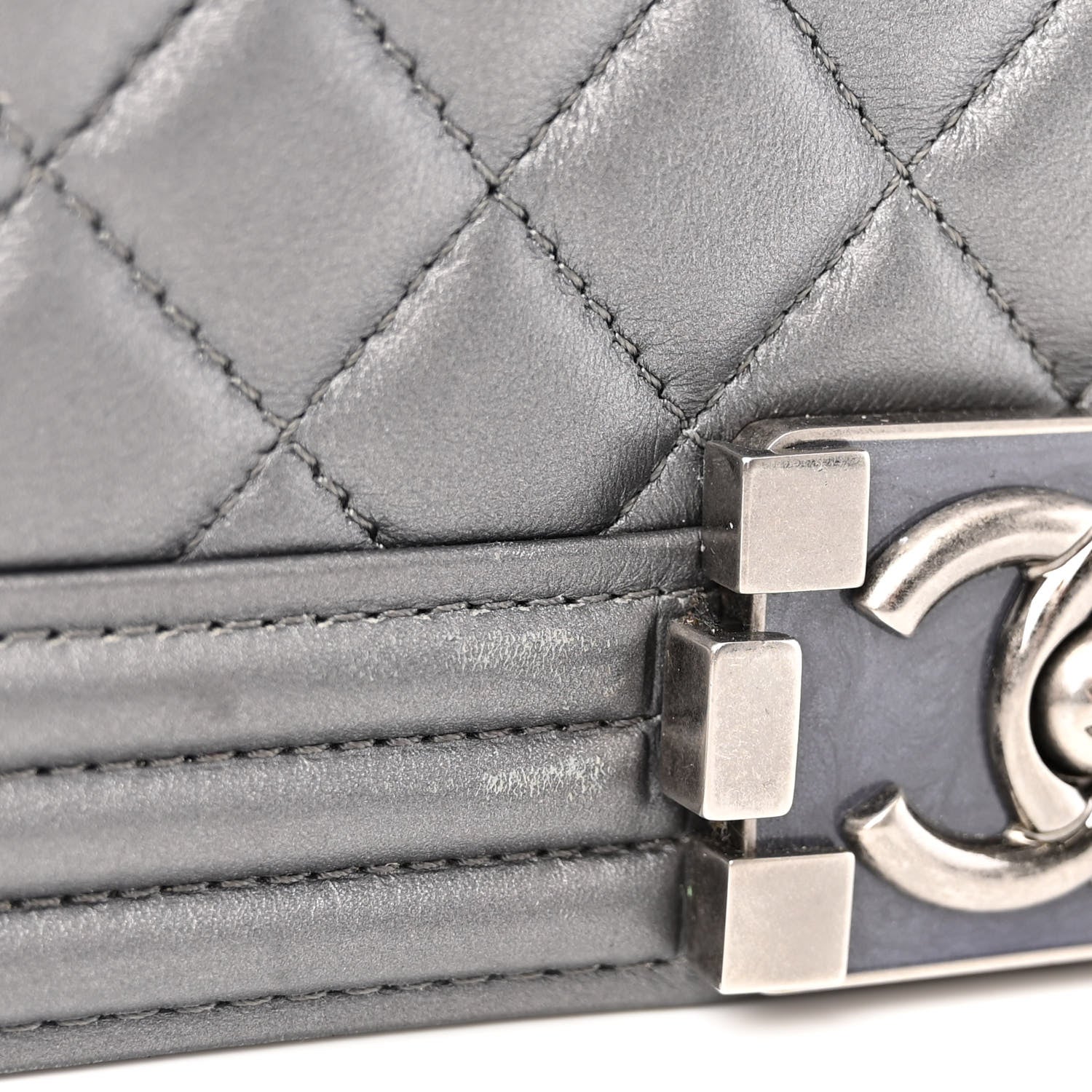 Chanel Metallic Lambskin Quilted New Medium Boy Flap Dark Silver 11 of 18