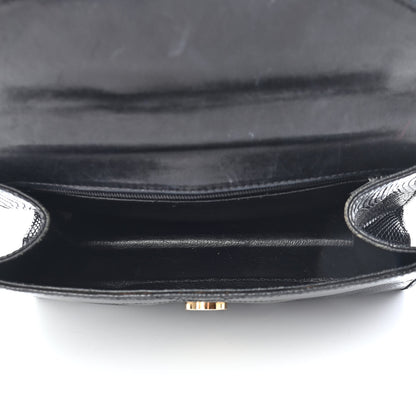 Chanel Lizard Quilted CC Single Flap Bag Black 4 of 12