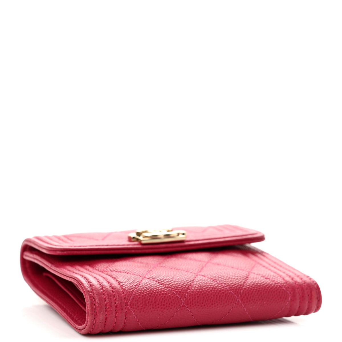 Caviar Quilted Compact Boy Wallet Pink