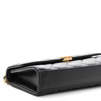 Chanel Lambskin Enamel Quilted Top Handle Flap Phone Holder With Chain Black 8 of 9