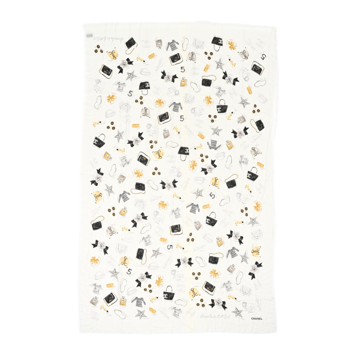 Cashmere Logo Icon Shawl Ivory Multicolor