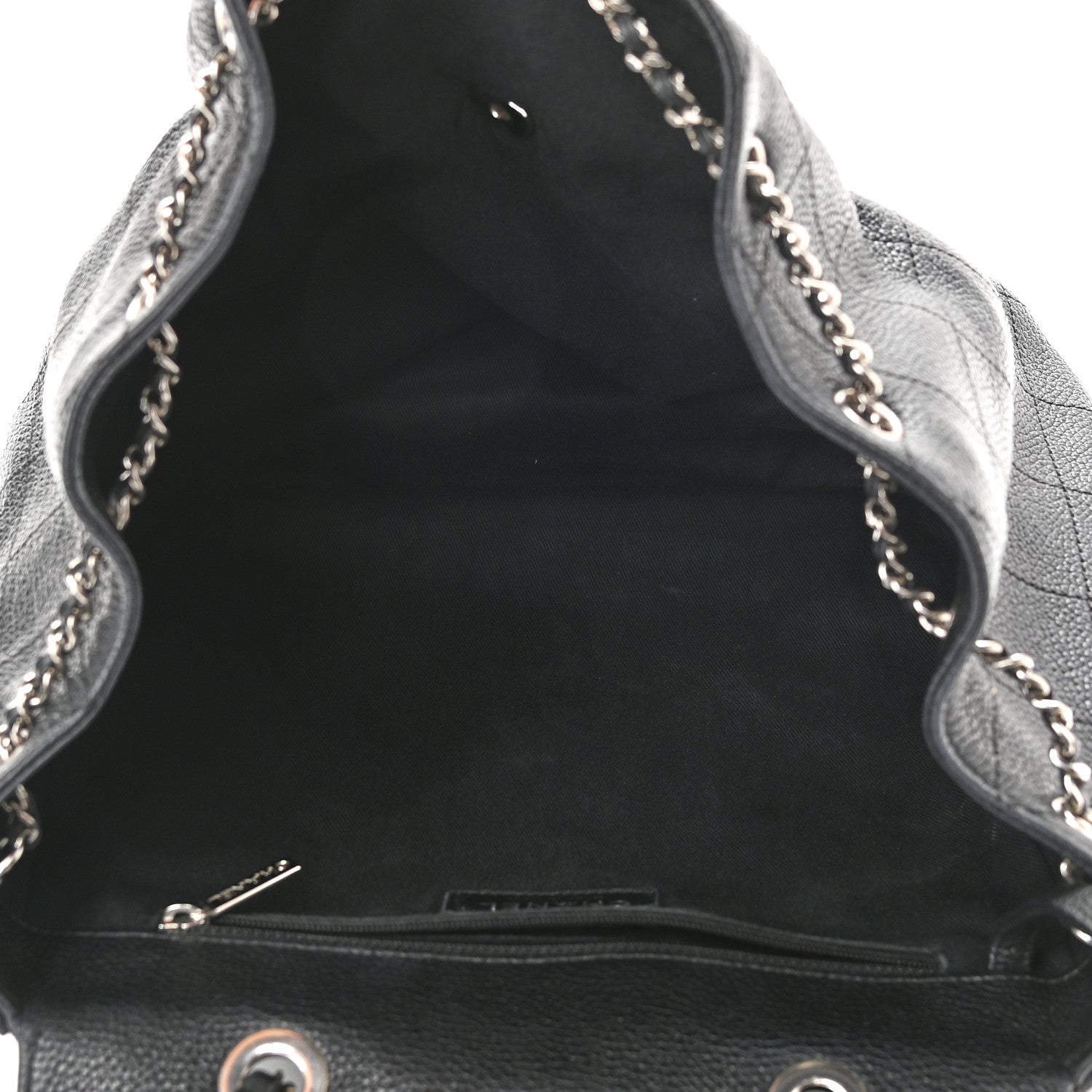 Chanel Grained Calfskin Stitched Flap Drawstring Backpack Black 4 of 10