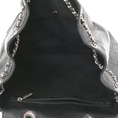 Chanel Grained Calfskin Stitched Flap Drawstring Backpack Black 4 of 10
