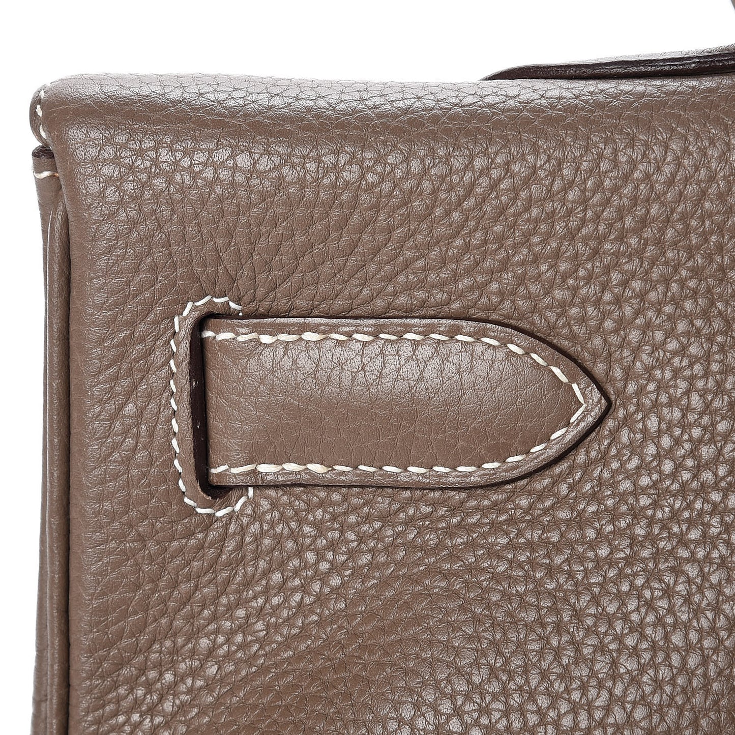 Taurillon Clemence Shoulder Kelly 40 Etoupe