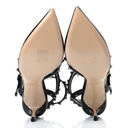 Valentino Garavani Wrinkled Patent Nappa Rockstud Ankle Strap 65mm Pumps 37 Black 5 of 8