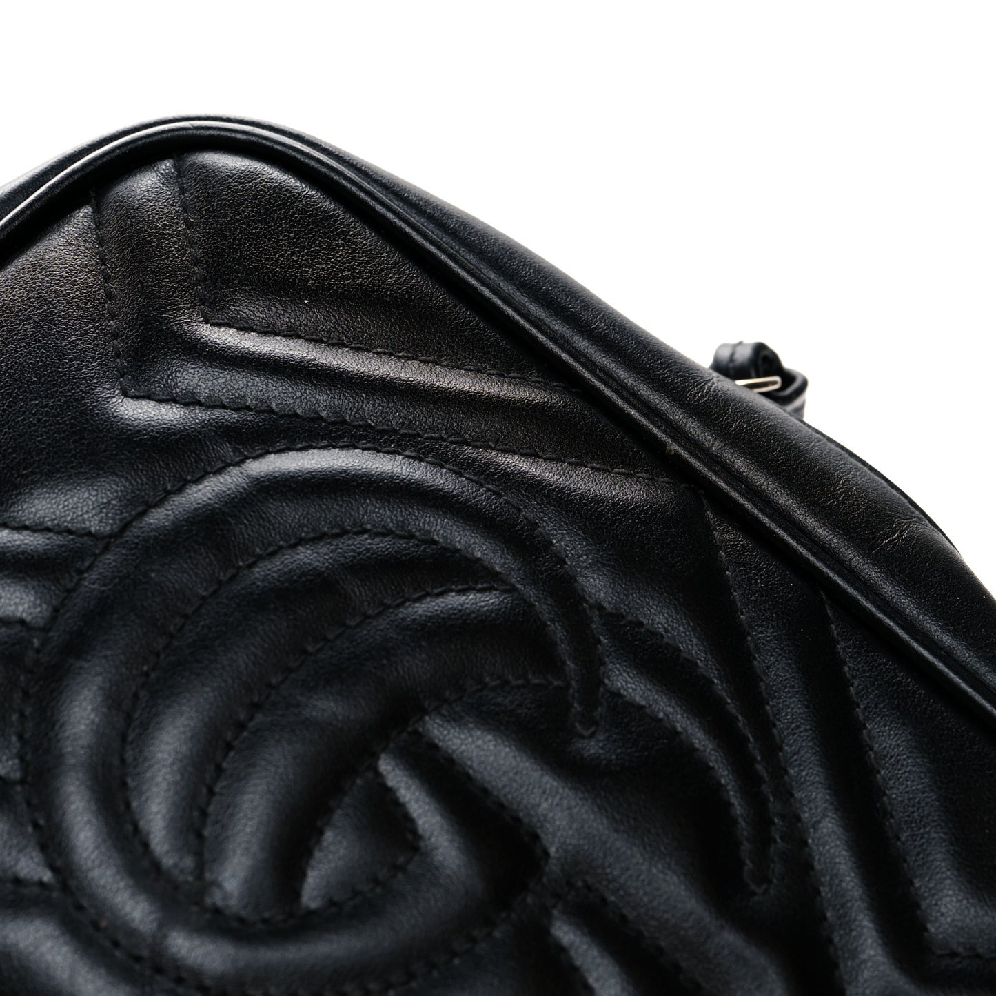 Calfskin Matelasse Mini GG Marmont Chain Shoulder Bag Black