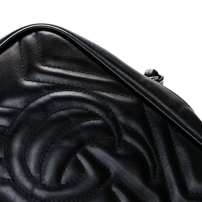 Gucci Calfskin Matelasse Mini GG Marmont Chain Shoulder Bag Black 13 of 13