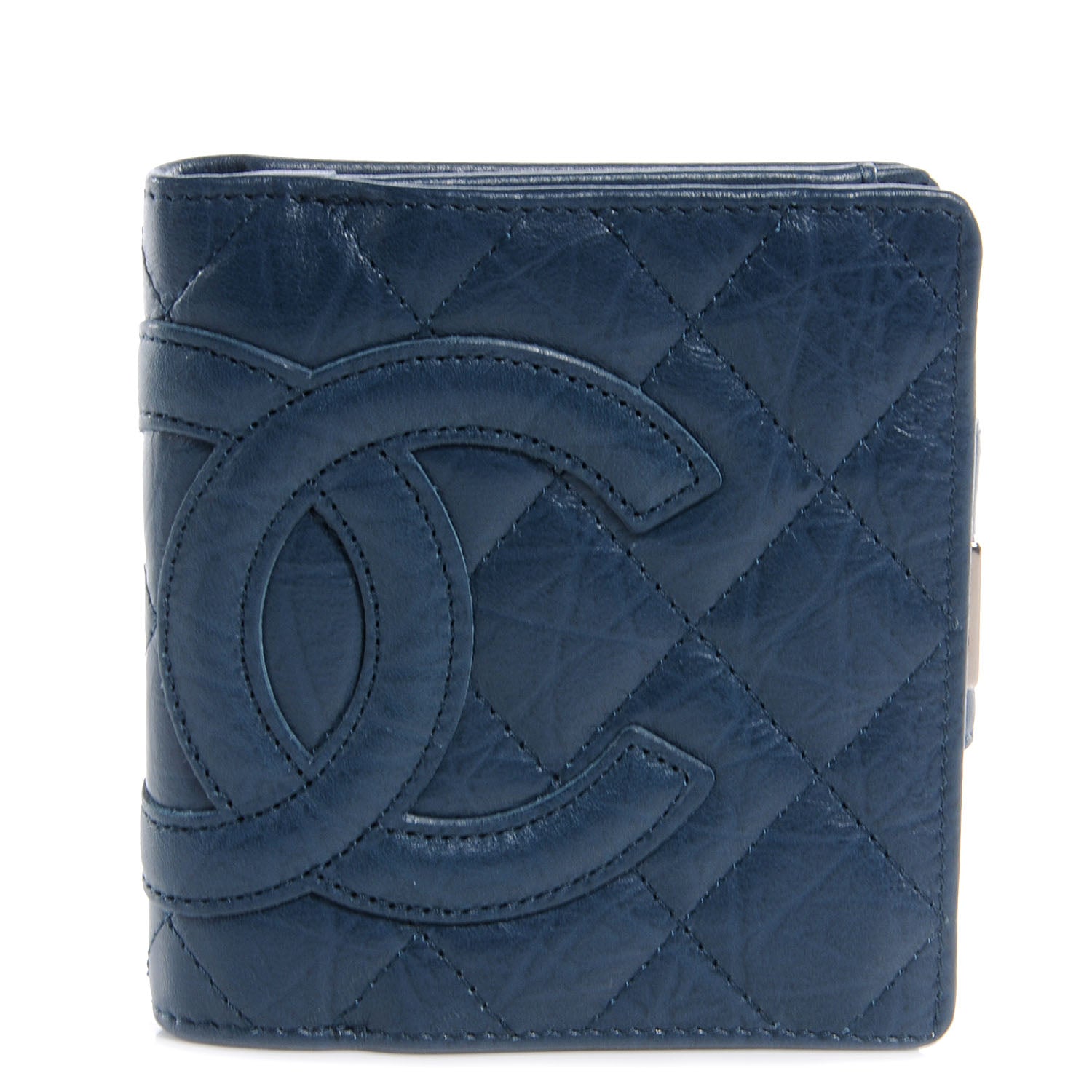 Chanel Aged Calfskin Cambon Compact Wallet Blue 1 of 8
