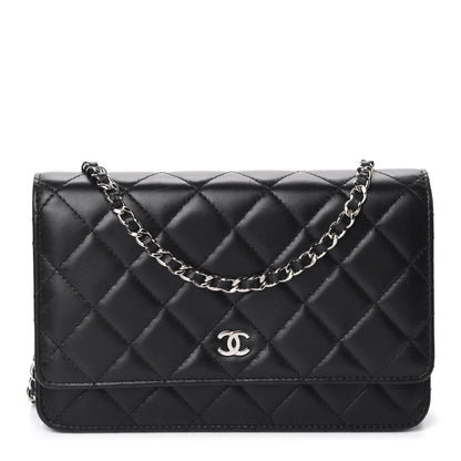 Chanel Lambskin Quilted Wallet On Chain WOC Black 1 of 14