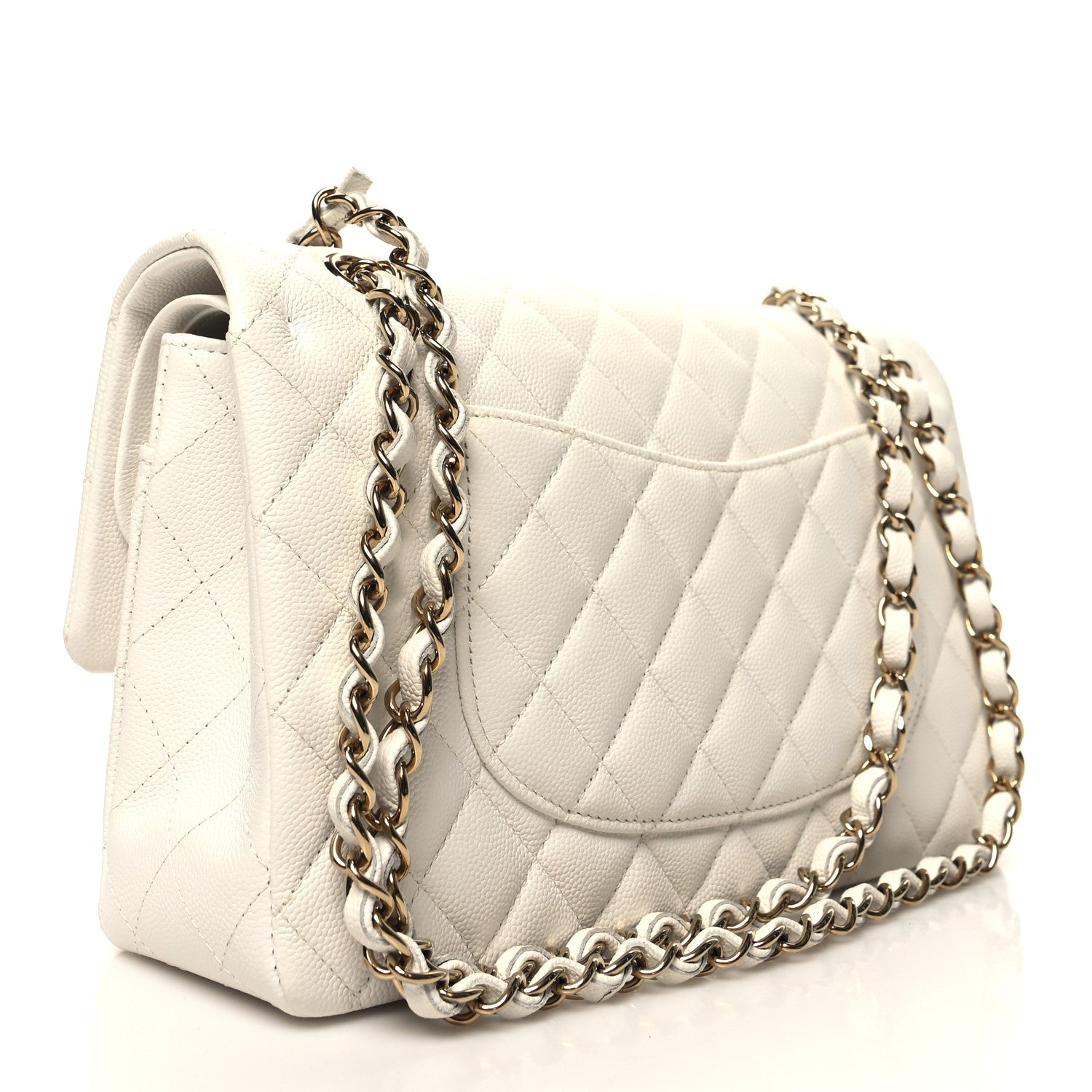 Chanel Caviar Quilted Medium Double Flap White 4 of 12