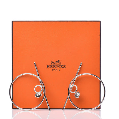 Hermes Sterling Silver MM Loop Earrings 6 of 7