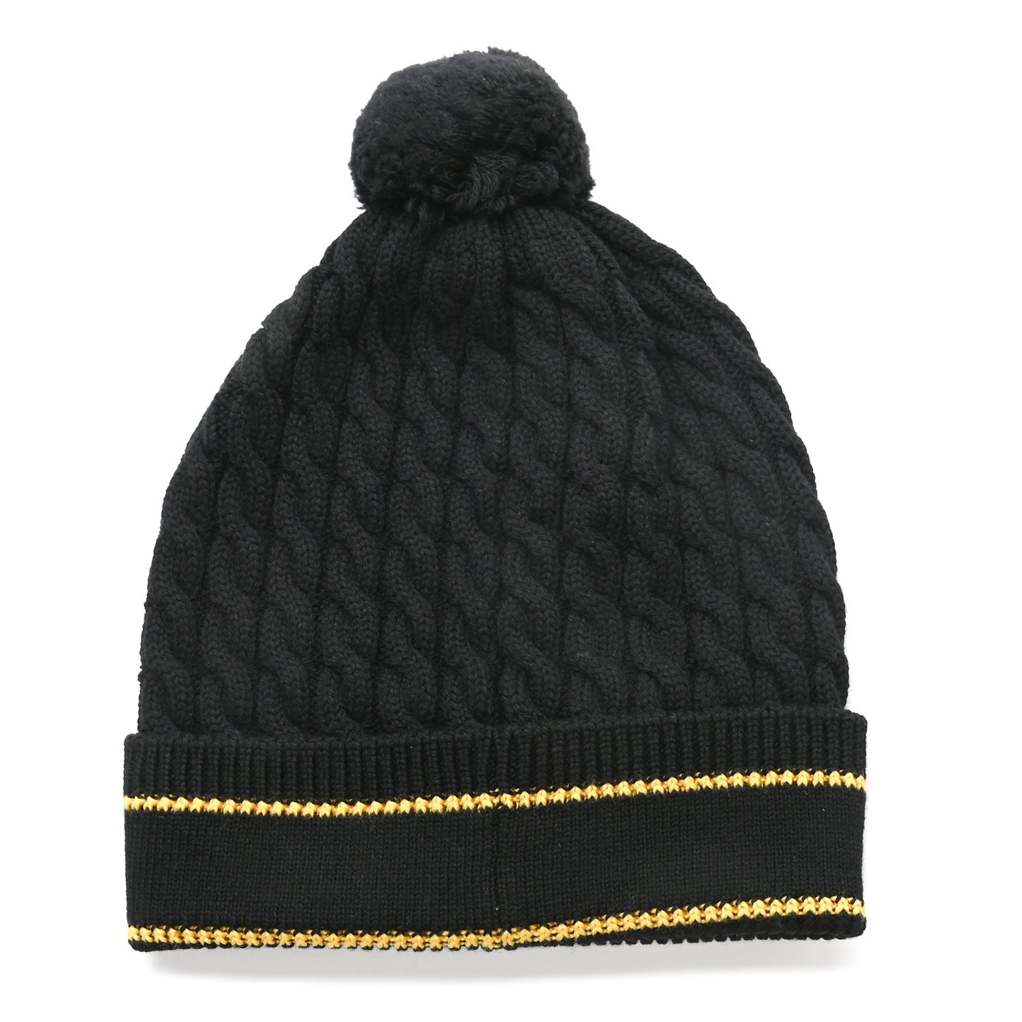 Wool Cashmere Polyamide Cable Knit Beanie Hat M Black