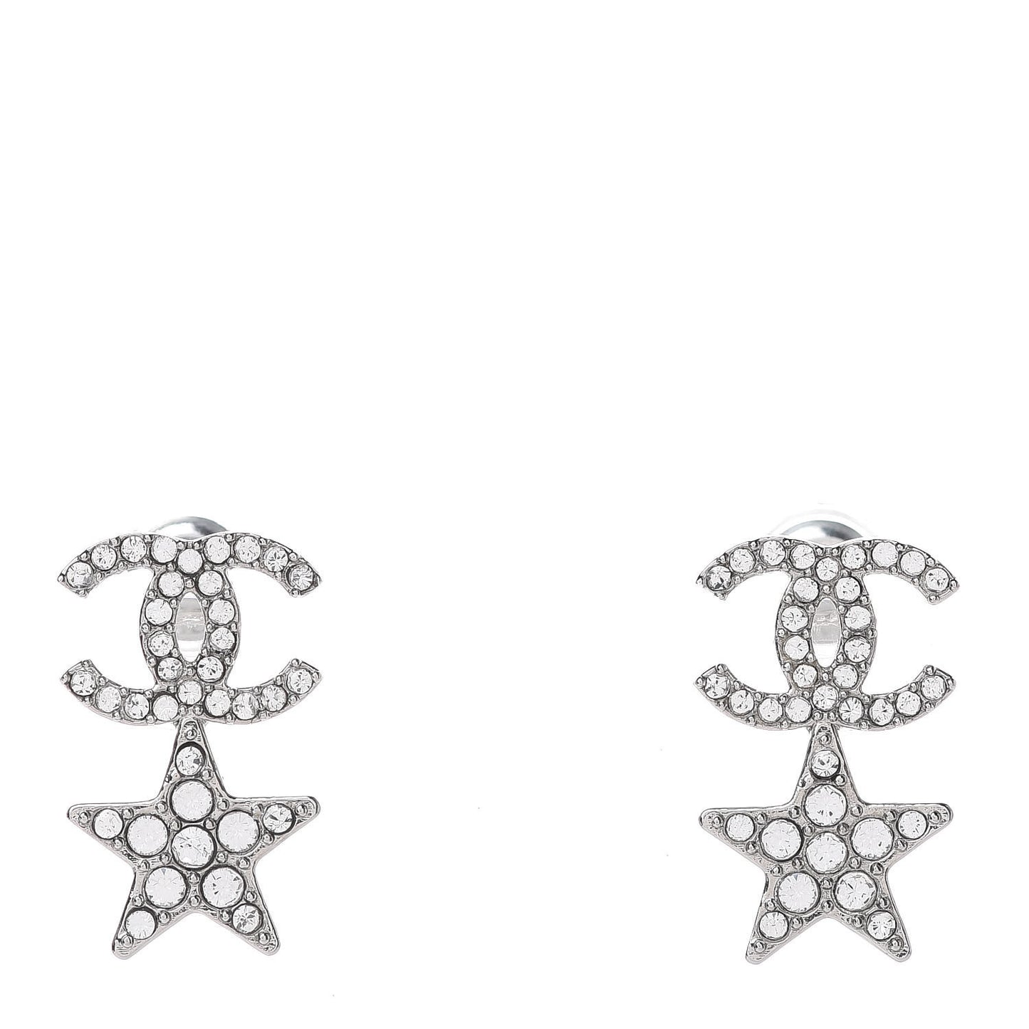 Crystal CC Star Earrings Silver
