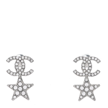 Chanel Crystal CC Star Earrings Silver 1 of 5