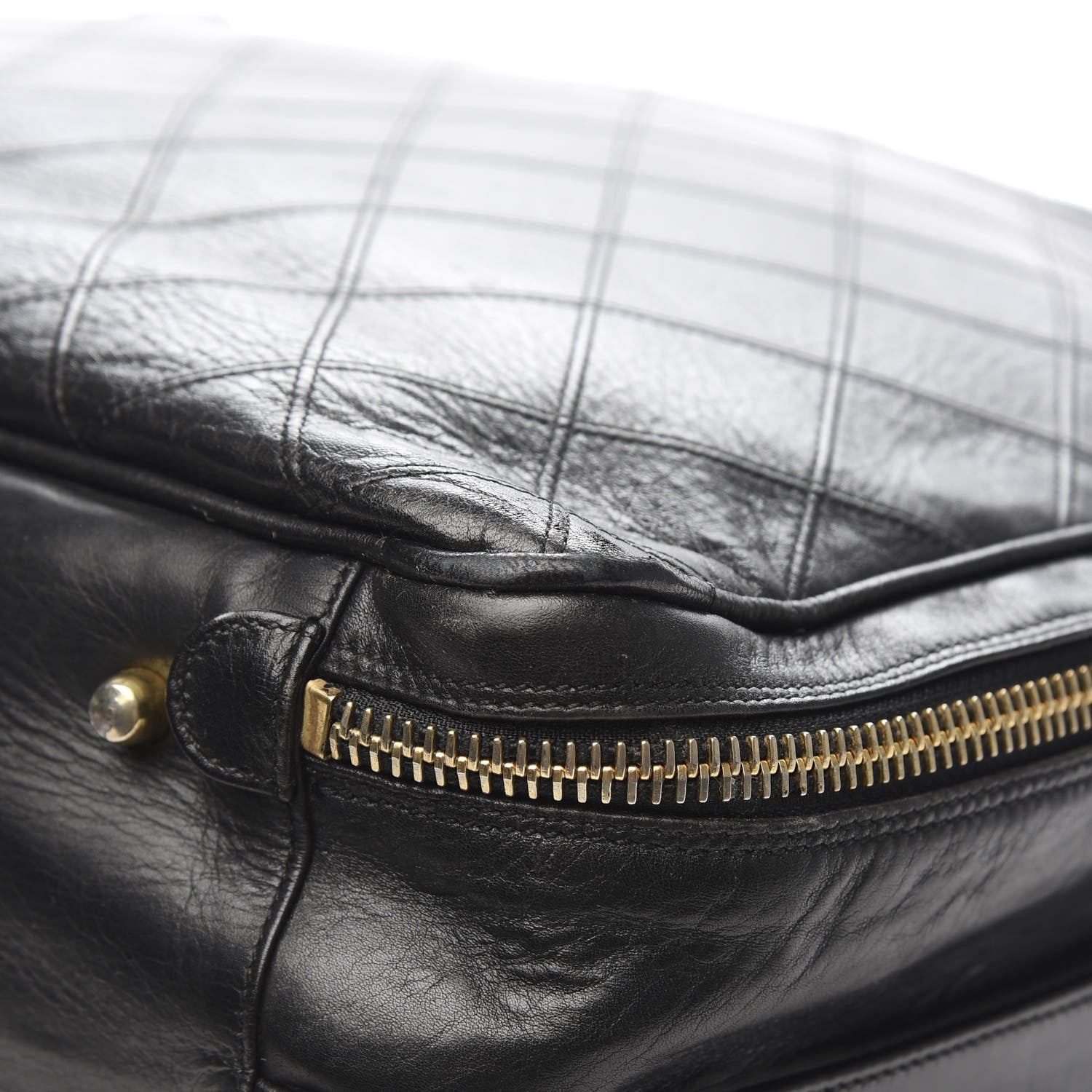 Chanel Lambskin Stitched Suitcase Travel Bag Black 13 of 16