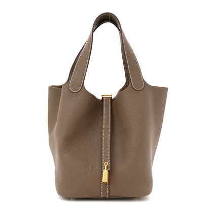 Hermes Taurillon Clemence Picotin Lock 22 MM Etoupe 1 of 11