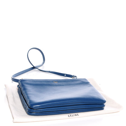 Celine Lambskin Small Trio Crossbody Bag Metallic Blue 4 of 8