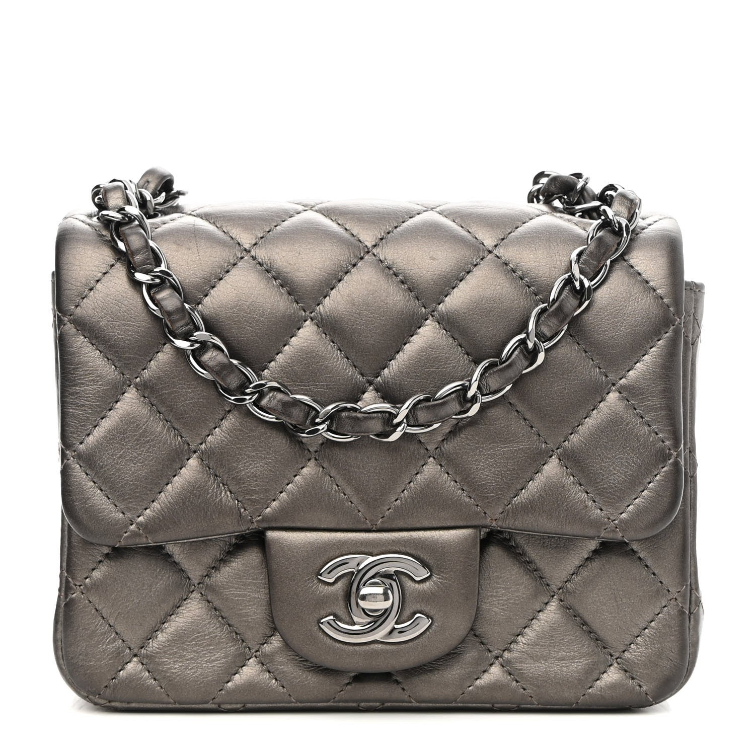 Chanel Metallic Calfskin Quilted Mini Square Flap Bronze 1 of 8