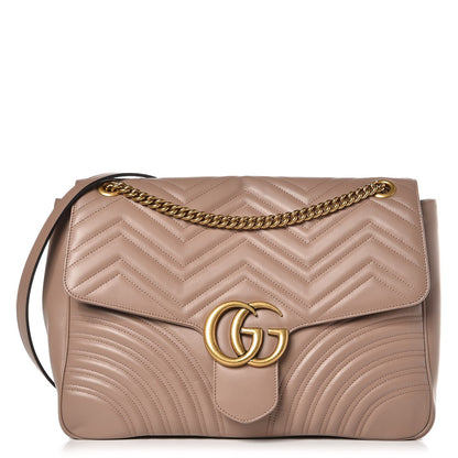 Gucci Calfskin Matelasse Heart Large GG Marmont Shoulder Bag Porcelain Rose 1 of 8