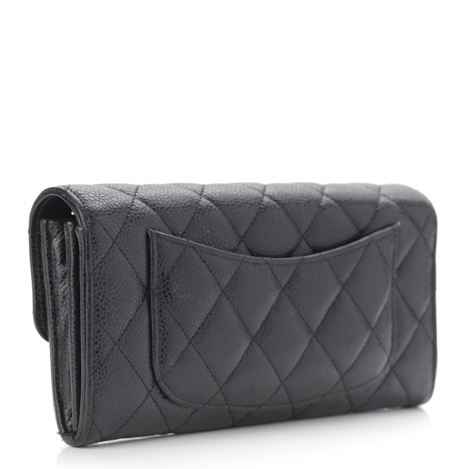 Chanel Caviar Quilted Large Gusset Flap Wallet Black 3 of 9
