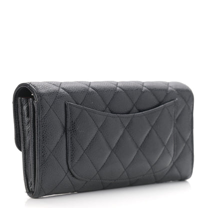 Chanel Caviar Quilted Large Gusset Flap Wallet Black 3 of 9