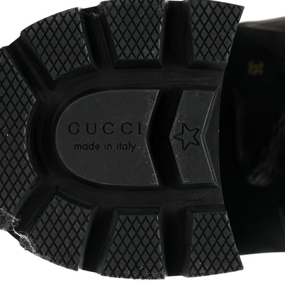 Gucci Calfskin Embroidered Lace Up Combat Ankle Boots 35 Black 8 of 9