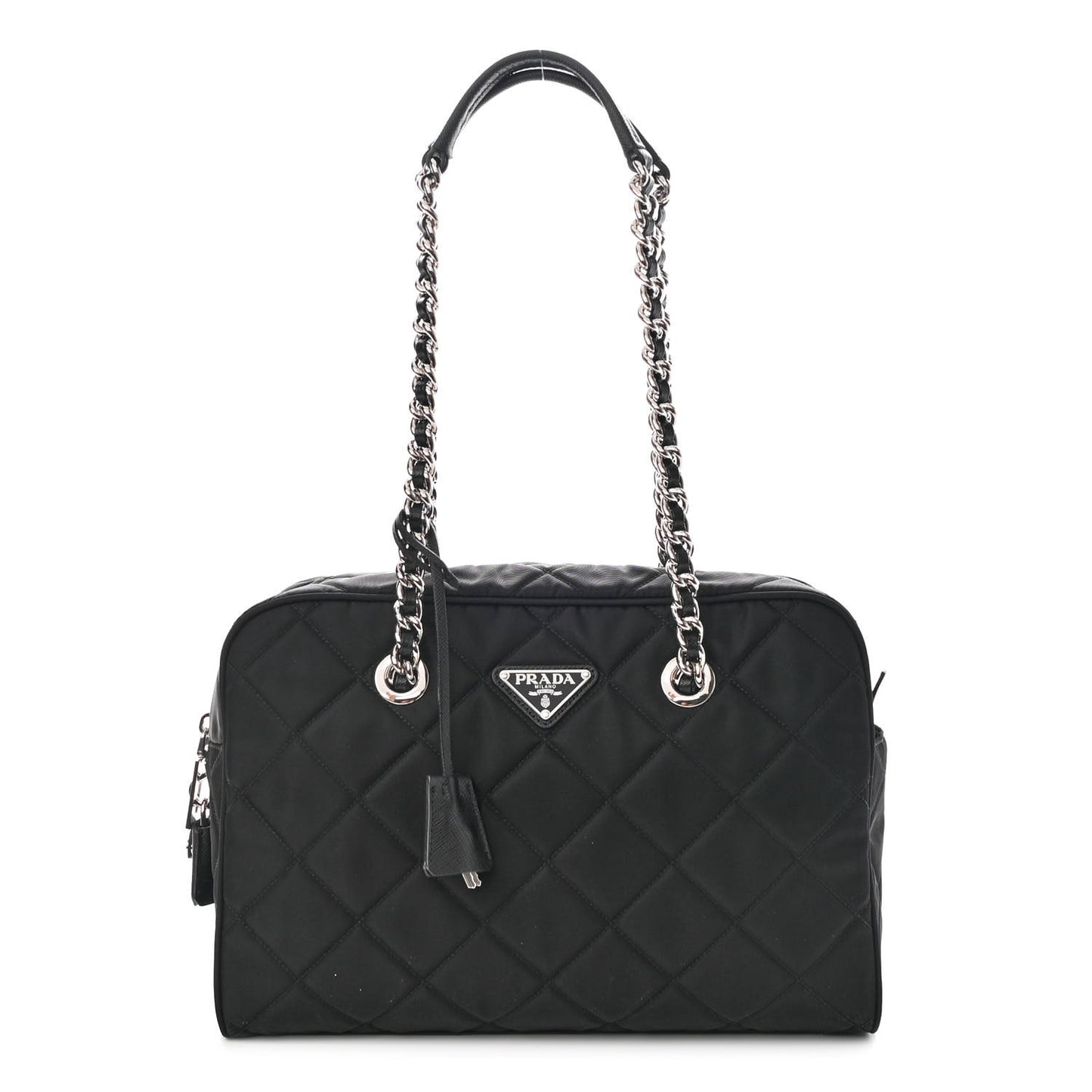 Nylon Tessuto Impuntu Quilted Shoulder Bag Black