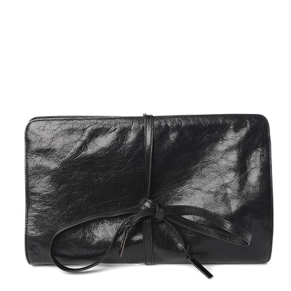 Saint Laurent Textured Patent Fold-Over Clutch Black 1 of 6