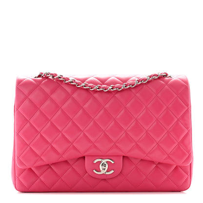 Chanel Lambskin Quilted Maxi Double Flap Dark Pink 1 of 13