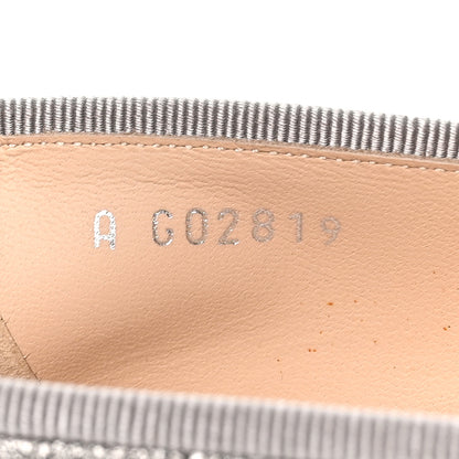 Chanel Metallic Laminated Lambskin Calfskin CC Cap Toe Ballerina Flats 37.5 Argen Black 9 of 10