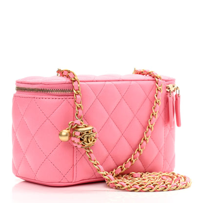 Chanel Lambskin Quilted Small Pearl Crush Vanity Case With Chain Pink 4 of 14