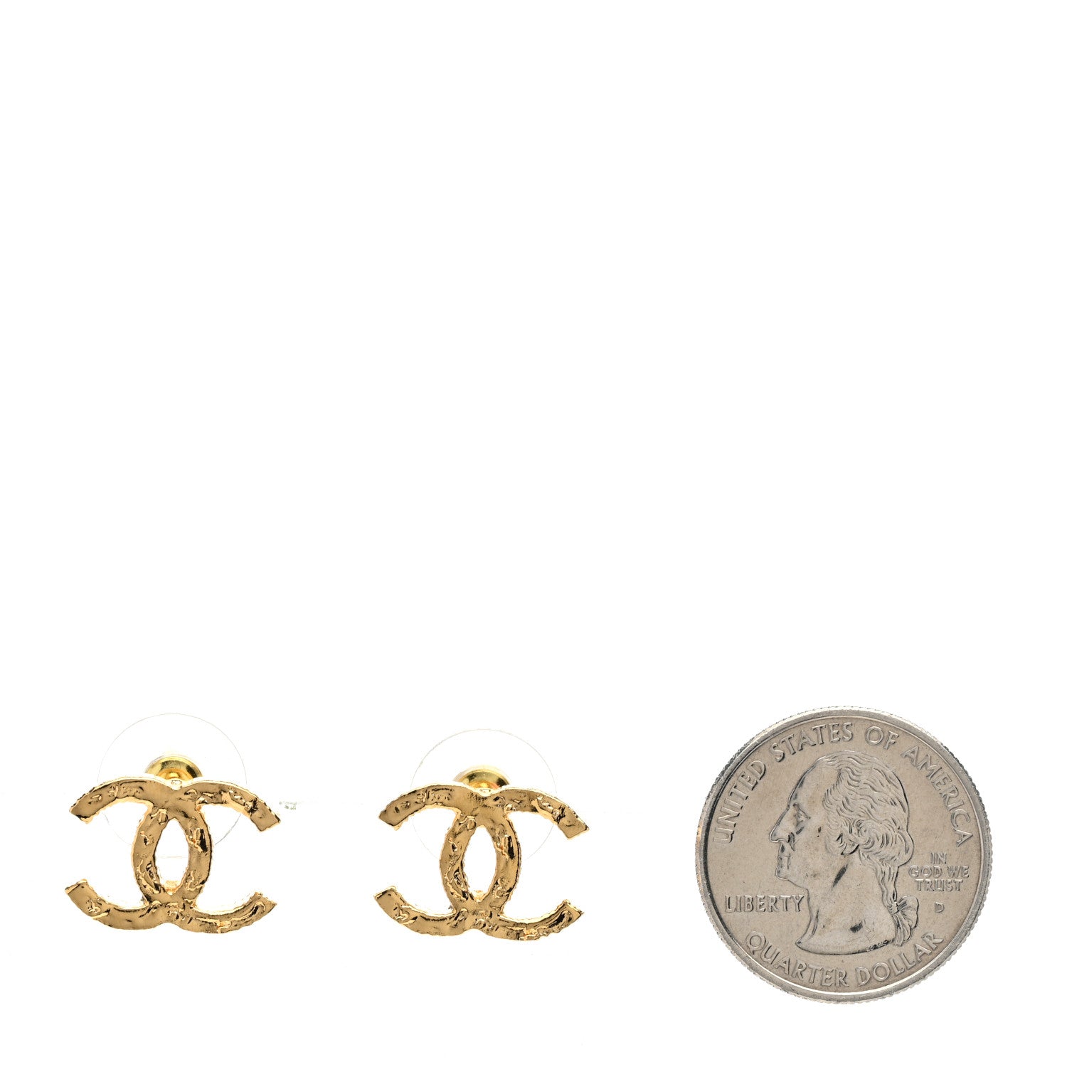 Chanel Metal Textured CC Earrings Gold 2 of 5