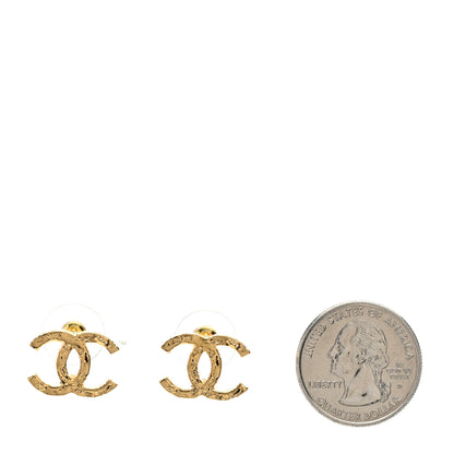 Chanel Metal Textured CC Earrings Gold 2 of 5