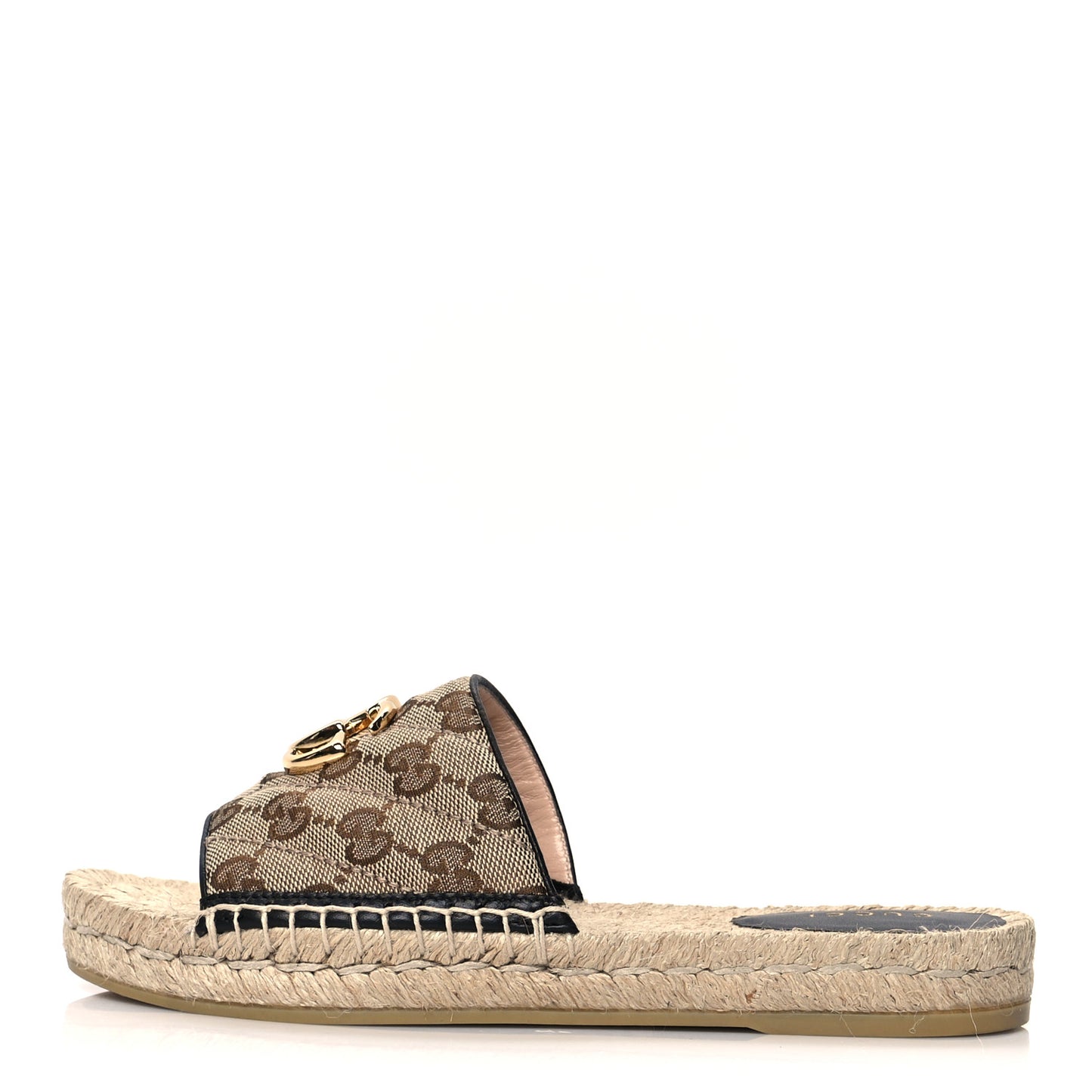 Monogram Matelasse GG Marmont Espadrille 20mm Slide Sandals 36 Beige Ebony Black