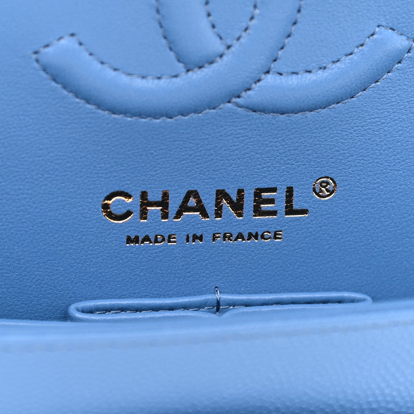 Caviar Quilted Small Double Flap Blue