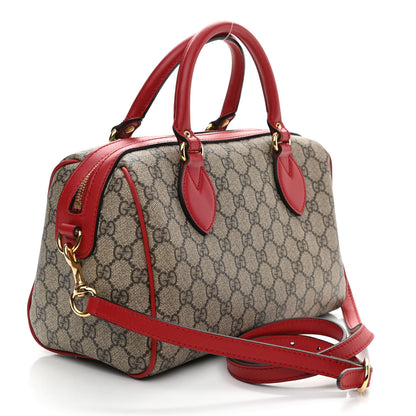 Gucci GG Supreme Monogram Kingsnake Heart Embroidered Small Boston Red 3 of 10