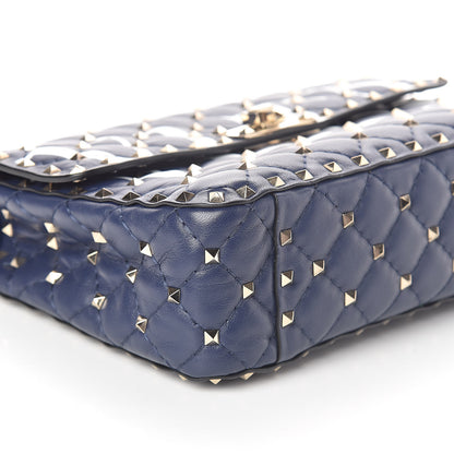 Valentino Garavani Nappa VLTN Print Medium Rockstud Spike Shoulder Bag Pure Blue White 8 of 9