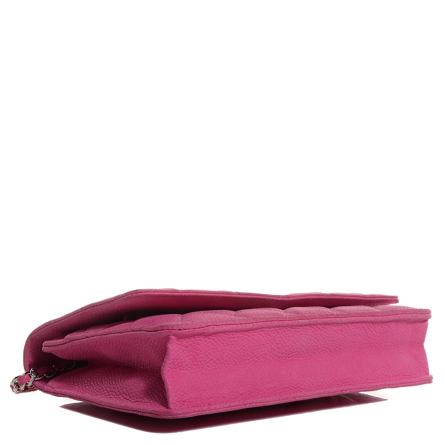 Iridescent Caviar Quilted Wallet on Chain WOC Pink