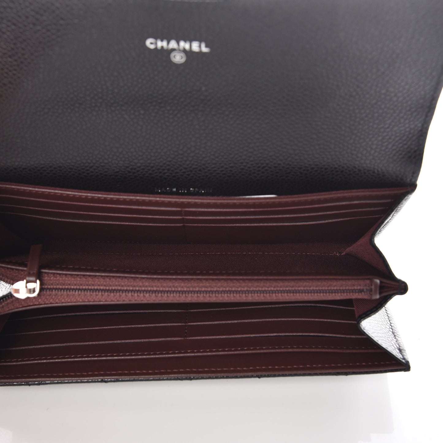 Caviar Quilted Large Gusset Flap Wallet Black