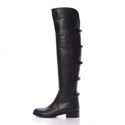 Valentino Garavani Calfskin Multi Bow Over the Knee Boots 37 Black 1 of 9