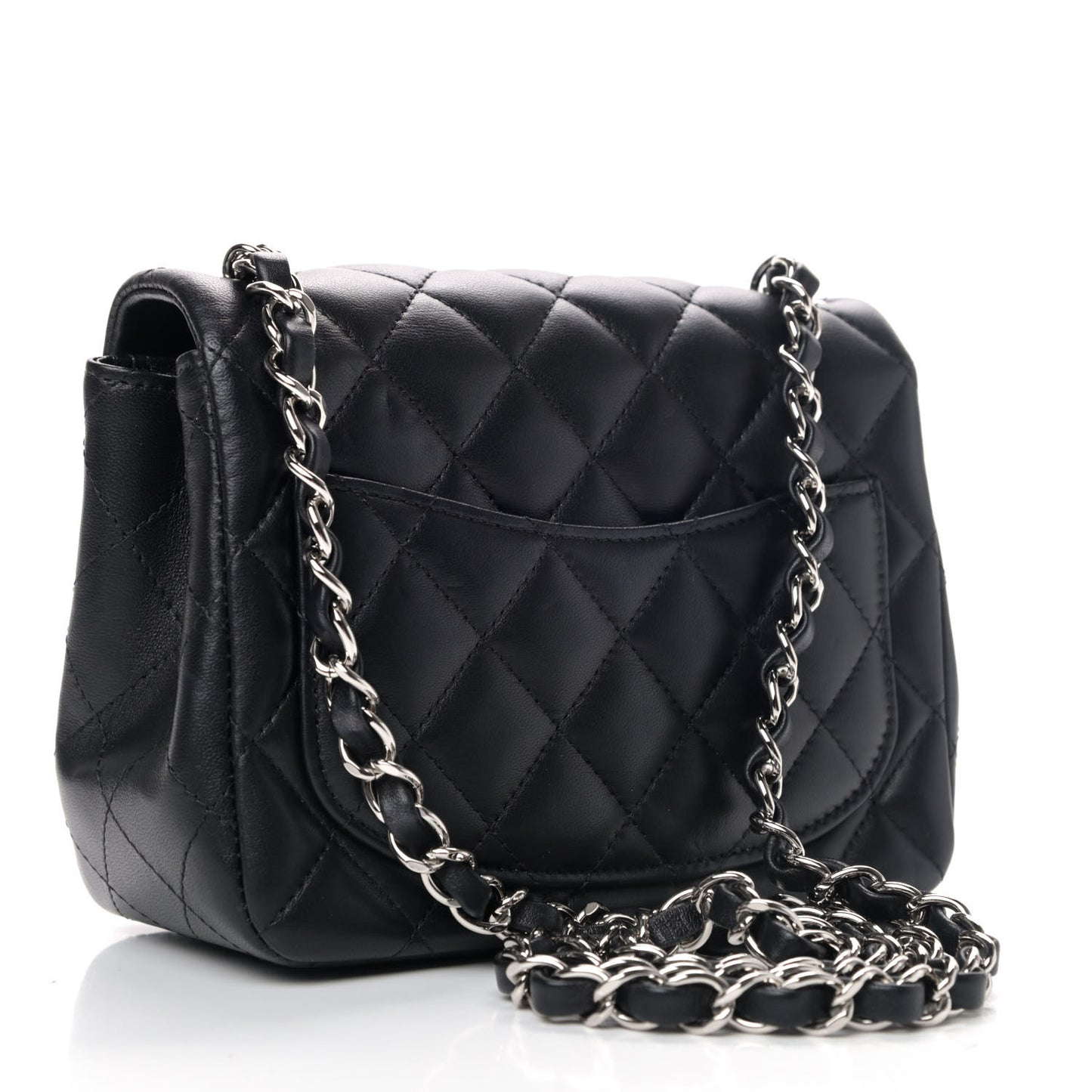 Lambskin Quilted Mini Square Flap Black