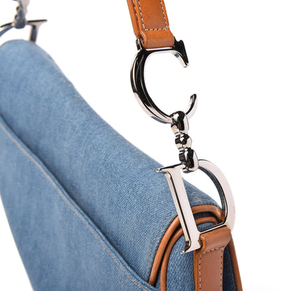 Christian Dior Denim Embroidered Saddle Bag Blue 10 of 10
