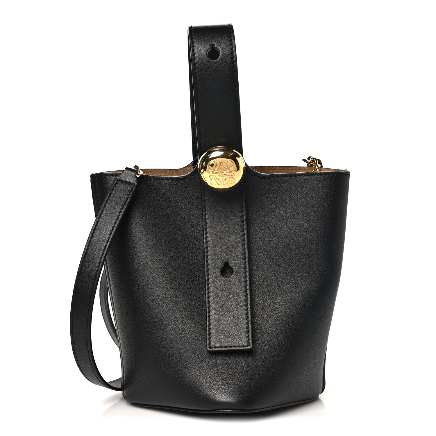 Loewe Soft Grained Calfskin Mini Pebble Bucket Bag Black 1 of 9