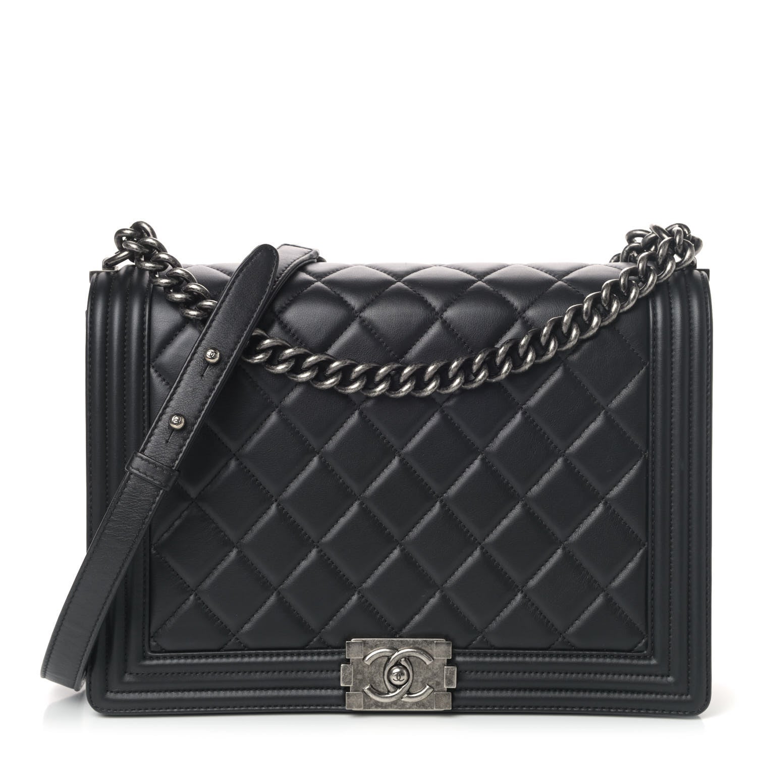 Chanel Lambskin Quilted Large Boy Flap Black 1 of 4