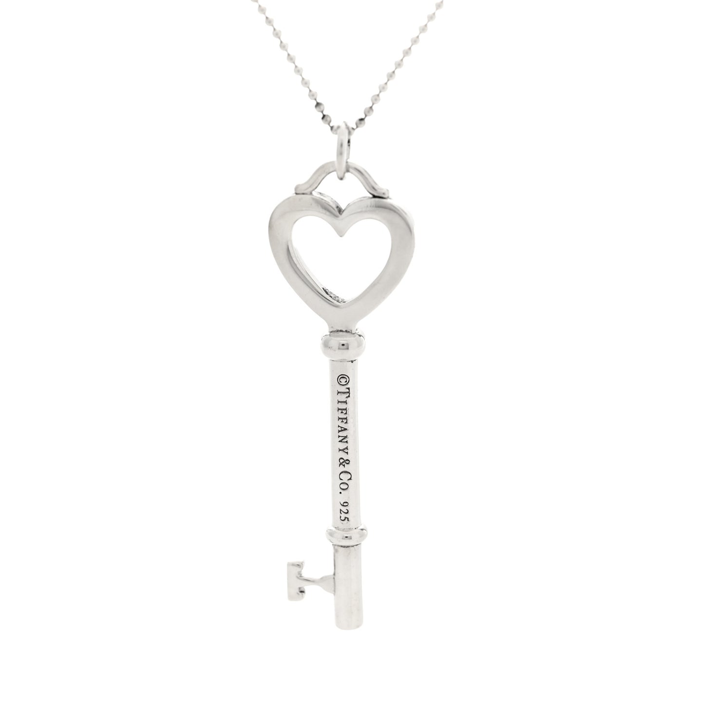 Sterling Silver Small Heart Key Pendant Necklace