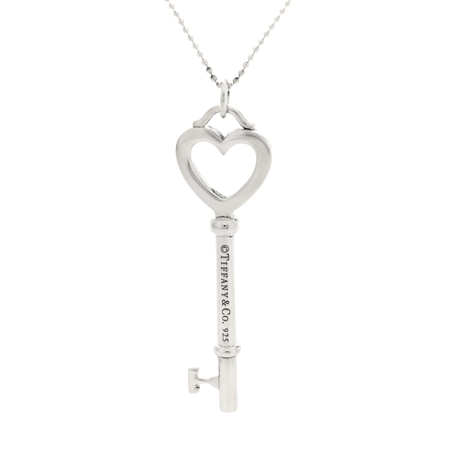 Tiffany Sterling Silver Small Heart Key Pendant Necklace 4 of 5