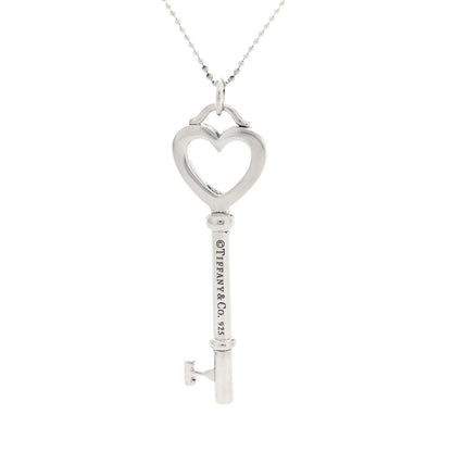 Tiffany Sterling Silver Small Heart Key Pendant Necklace 4 of 5